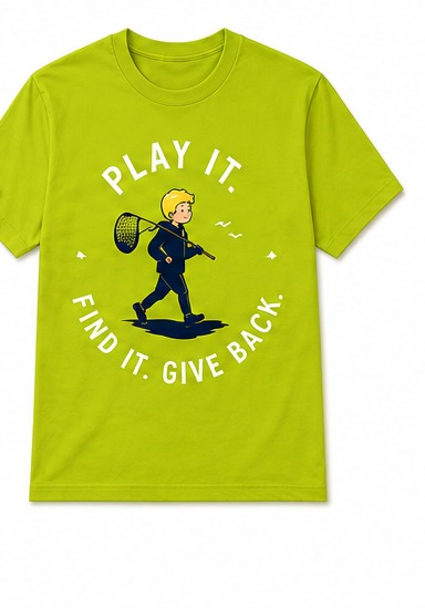 Play It · Find It · Give Back tee