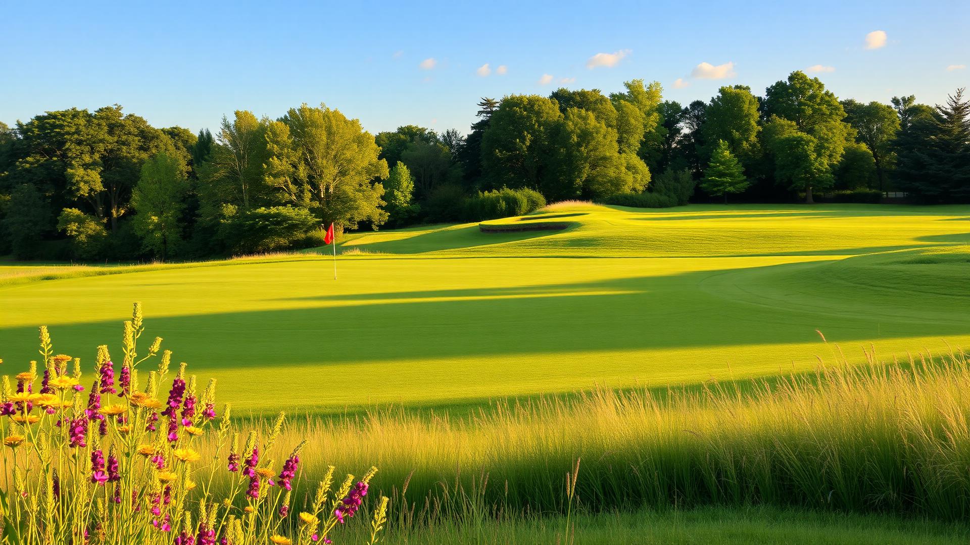 Scottish links course at golden hour